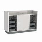 Thumbnail image #1 for Lakeside Manufacturing 4615 Mobile Stainless Steel Bussing Station with Waste Chute, Drainage Sink, Backsplash, and Enclosed Storage, 70 x 28 x 46-1/4