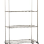 Thumbnail image #1 for Metro Super Erecta SE-3672S-80-M4 Mobile Wire Shelving Unit, 72"W x 36"D x 80"H, 900 lb. capacity per unit, 1" shelf adjustment, (4) wire shelves