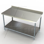 Thumbnail image #1 for AERO Manufacturing 4TGS-2448 Stainless Steel Work Table, 48"W x 24"D x 37-3/4"H, 430 Top, 2-3/4" Backsplash, Undershelf