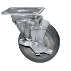 Thumbnail image #1 for Component Hardware CMP1-5RBB Medium-Duty Plate Caster, 5-Inch Swivel, Side Brake, Polyurethane Wheel, 250 lb Capacity