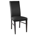 Thumbnail image #1 for JustChair Manufacturing WL51118-BLK Stackable Upholstered Side Chair, Tall Plain Back, Black Vinyl Seat and Back, Wood-Look Steel Frame