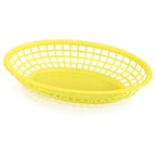 Thumbnail image #1 for New Star Foodservice Inc. 44188 Stackable Oval Plastic Fast Food Basket, 9-1/4" x 6", Yellow Case of 3 Dozen