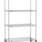 Thumbnail image #1 for Metro Super Erecta SE-2142C-80-M4 Mobile Chrome Wire Shelving Unit, 42"W x 21"D x 80"H, 5 Shelves, 4 Posts