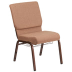 Thumbnail image #1 for Flash Furniture Hercules FD-CH02185-CV-BN-BAS-GG Stacking Church Chair, Cotton Upholstery, Book Pouch & Communion Cup Holder