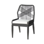 Thumbnail image #1 for G & A Commercial Seating Bloom 828 Commercial Indoor/Outdoor Stacking Side Chair, Woven Rope Seat & Back, Black Aluminum Frame