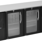Thumbnail image #1 for Victory Refrigeration VBBN78HC-FG-B Three-Door Glass Back Bar Refrigerator, 78 in W, Stainless Steel Top, Black Exterior