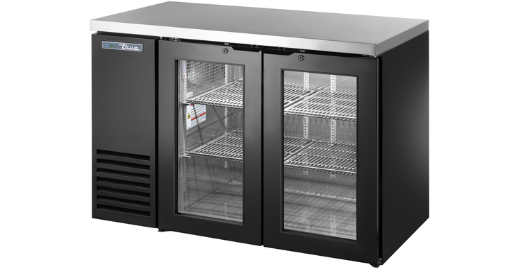 Product image #5 for True 48-Inch Two-Section Glass Swing Door Back Bar Cooler with Stainless Steel Top and Black Exterior