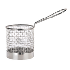 Thumbnail image #1 for Libbey Fry Presentation FB-15 Round Stainless Steel Fryer Basket with Handle, 3-1/2 in. Diameter Well
