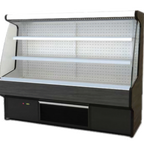 Thumbnail image #1 for RPI Industries Bandit SCRFC7260D Non-Refrigerated Air Screen Display Case, 72"W x 60"H, 2 Extra-Deep Stainless Steel Shelves, LED Canopy Light