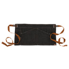 Thumbnail image #1 for Chef Works AWS01S-BLK-0 Black Cotton Waist Apron, 12"L x 23"W, 3 Pockets