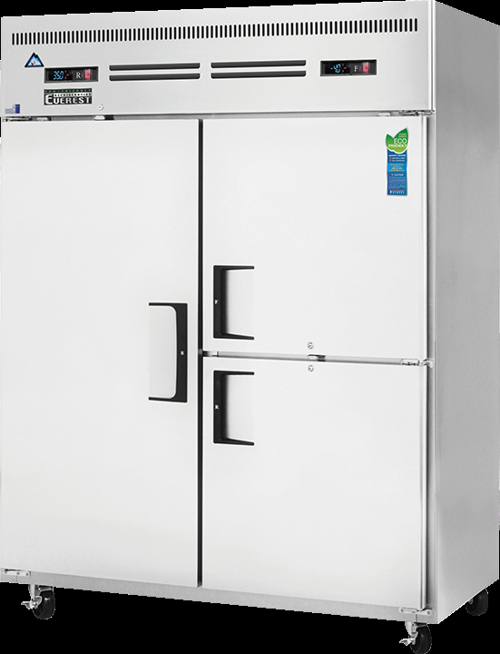 Product image #5 for Everest Refrigeration 2-Section Dual Temperature Reach-In Refrigerator/Freezer Combo, 59 Inch Wide, Top-Mount Self-Contained