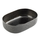 Thumbnail image #1 for TableCraft Products 10702 Oval Aluminum Cooling Tub/Bowl, 64 oz., Crackle Pattern, Black Powder-Coat Finish Case of 6