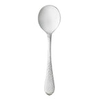Thumbnail image #1 for Reserve by Libbey - Tessellate 949 016 Bouillon Spoon, 5-3/4", 18/10 Stainless Steel, Hammered Texture, Mirror Finish