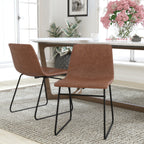 Thumbnail image #2 for Flash Furniture ET-ER18345-18-LB-BK-GG Stackable Bonded Leather Mid-Back Sled Base Dining Chair, Light Brown Seat, Black Frame