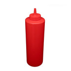 Thumbnail image #1 for CAC China SQBT-24R 32 oz Red Plastic Squeeze Bottle with Open Tip and Leak-Proof Cap Case of 6