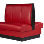 Thumbnail image #1 for ATSMFG ATS AT&S-QAD-W42-3CH-BRD Double Restaurant Booth, 42"H, 3-Channel Bright Red Upholstery, Dark Walnut Elm Wood Top & End Caps
