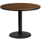 Thumbnail image #1 for Flash Furniture XU-RD-42-WALTB-TR24-GG Round Walnut Laminate Pedestal Dining Table, 42" Diameter, 31-1/8"H