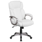 Thumbnail image #1 for Flash Furniture GO-2236M-WH-GG Adjustable-Height Mid-Back Swivel Office Chair, LeatherSoft Upholstery, Padded Arms, Casters