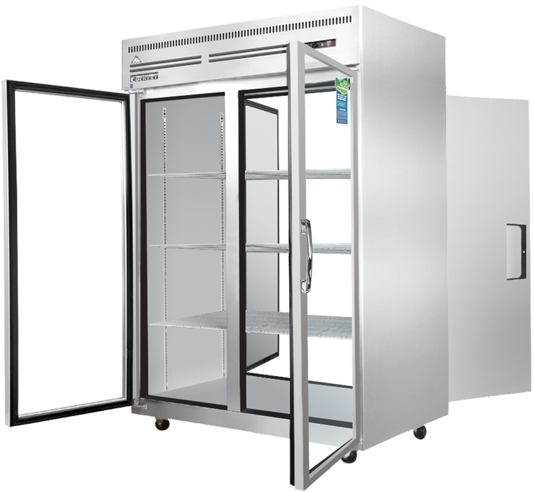 Product image #5 for Everest Refrigeration 49-5/8-Inch Wide Two-Section Pass-Thru Reach-In Refrigerator, 48 Cu. Ft., Stainless Steel, Glass Front/Solid Rear Doors