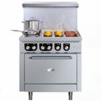 Thumbnail image #1 for Koolmore KM-CRG242-E Commercial Countertop Electric Range with Oven, 24-Inch Griddle, Burners & Two 2 kW Round Plates, Stainless Steel