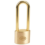 Thumbnail image #1 for AllPoints Foodservice Parts & Supplies 1341117 Long Shackle Brass Padlock, 1-1/2 in, with 2 Keys