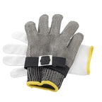 Thumbnail image #1 for TableCraft Products 11737 Small Woven Stainless Steel Cut-Resistant Glove with Yellow Cuff Case of 12