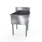 Thumbnail image #1 for NBR Equipment 1BSG-1818 One-Compartment Commercial Sink, 18-Gauge 430 Stainless Steel, 18" x 18" x 14" Bowl, Galvanized Legs