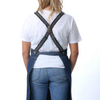 Thumbnail image #2 for Chef Works ABS01S-MDB-0 Medium Blue Cotton Denim Snap Apron with Chest and Hip Pockets
