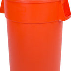 Thumbnail image #1 for CFS Brands Bronco 34104424 44 Gallon Round Orange Waste Container, 31.35"H x 24" Diameter Case of 3