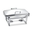 Thumbnail image #1 for Eastern Tabletop Park Avenue 3915SB Induction Chafing Dish, 8 qt, Rectangular Stainless Steel, Hinged Cover, with Stand