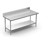 Thumbnail image #1 for Winholt Equipment DTSB-2460 Stainless Steel Work Table, 60 x 24 x 34 in, 16-Gauge 304 Top, Open Undershelf, 6-in Backsplash