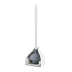 Thumbnail image #1 for Libman Commercial 598 Toilet Plunger with Caddy, Extra-Long Flange, 24"H, Steel Handle, White/Gray Case of 4