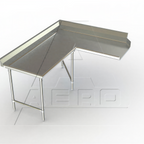 Thumbnail image #1 for AERO Manufacturing Aerospec 2CDC-L-84 Corner Clean Dish Table, Right-to-Left, 60" Machine-to-Corner x 84" Corner-to-End, 14-Gauge 304 Stainless Steel