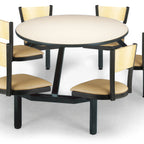 Thumbnail image #1 for JustChair Manufacturing CLUS-RD48-6S-WB 48-Inch Round Cluster Table with 6 Padded Swivel Seats and Laminated Top
