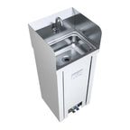 Thumbnail image #1 for BK Resources BKHS-W-1410SS-PED-PG Pedestal Hand Sink, 14" x 10" x 5" Bowl, Foot-Activated Faucet, Side Splashes