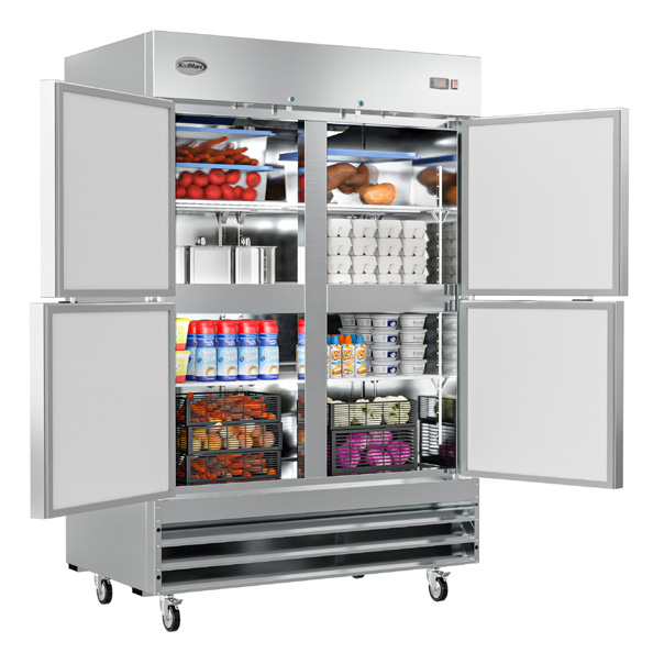 Product image #7 for KoolMore 2-Section Reach-In Freezer, 47 Cu. Ft., Bottom-Mount Self-Contained, Solid Half Doors, Stainless Steel