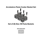 Thumbnail image #2 for Arcobaleno Pasta Equipment APCB8SET6 Pasta Cooker Basket Set, 6-Piece, Size #8, Stainless Steel Perforated Baskets, Industrial Handle