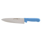 Thumbnail image #1 for AllPoints Foodservice Parts & Supplies 1371528 Chef's Knife, 8" High-Carbon Steel Blade, Blue Plastic Handle