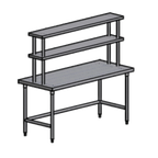 Thumbnail image #1 for Pacific Stainless Products WT4830D24IO Stainless Steel Work Table with Double Overshelf, 48"W x 30"D, Flat Top, 16/304 Stainless Top