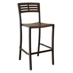 Thumbnail image #1 for Grosfillex Vogue UT638017 Armless Indoor/Outdoor Barstool with Slotted Resin Back, Aluminum Seat/Base, Black Case of 8