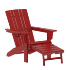 Thumbnail image #1 for Flash Furniture LE-HMP-1045-110-RD-GG HDPE Adirondack Patio Chair with Pull-Out Ottoman and Cup Holder, Red