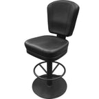 Thumbnail image #1 for Oak Street BM-10671 Commercial Bar Stool, 30.25" Seat Height, Black Vinyl Upholstered Bucket Seat, Swivel Pedestal Base