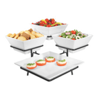 Thumbnail image #1 for Cal-Mil Gourmet SR1020-13 3-Tier Square Platter/Bowl Display, Black Wire Frame, 11-1/2" Platter, Three 8" Melamine Bowls