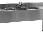 Thumbnail image #5 for Eagle Group 1800 Series B5C-18 Three-Compartment Underbar Sink with Left and Right Drainboards, 60-Inch 304 Stainless Steel