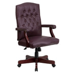 Thumbnail image #1 for Flash Furniture 801L-LF0019-BY-LEA-GG High-Back Burgundy Bonded Leather Swivel Office Chair with Padded Arms and Casters