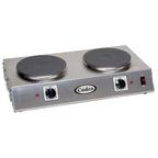 Thumbnail image #1 for Cadco CDR-2C Commercial Electric Countertop Hot Plate, 2 Solid Cast Iron Burners, Stainless Steel, 21-1/4" W