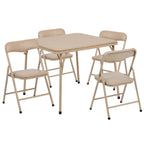 Thumbnail image #1 for Flash Furniture JB-9-KID-TN-GG Kids' Square Folding Table and Chair Set, 24 x 24 x 20-1/4 in, Tan Vinyl, 4 Chairs