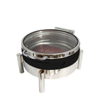 Thumbnail image #1 for Eastern Tabletop Ecoburner EB15378GMB 6 qt Round Waterless Chafer with Full Glass Hinged Cover