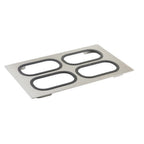 Thumbnail image #1 for TableCraft Products Tri-Ply CW1110CSS Stainless Steel Serveware Template, 21-5/8" x 13-1/2", 4 Cut-Outs, Silicone Gaskets