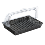 Thumbnail image #1 for G.E.T. Clipper Mill WB-1553-BK Rectangular Black Polypropylene Polyweave Fast Food Basket, 16-1/4 x 11 x 2-1/2 in Case of 12